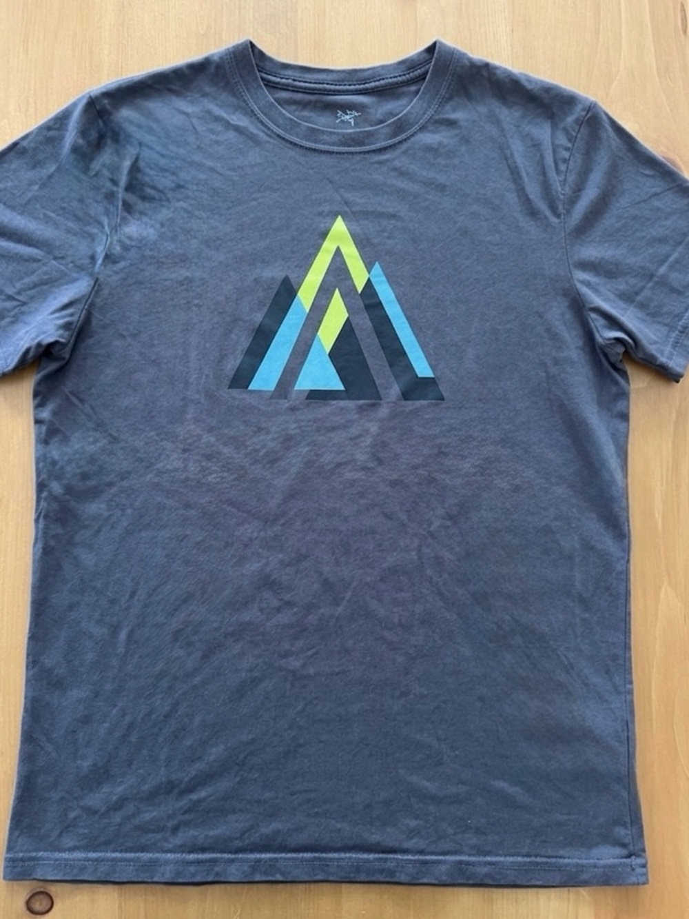 Arc'teryx Men's Charcoal Tee with Blue and Lime Triangle Graphic